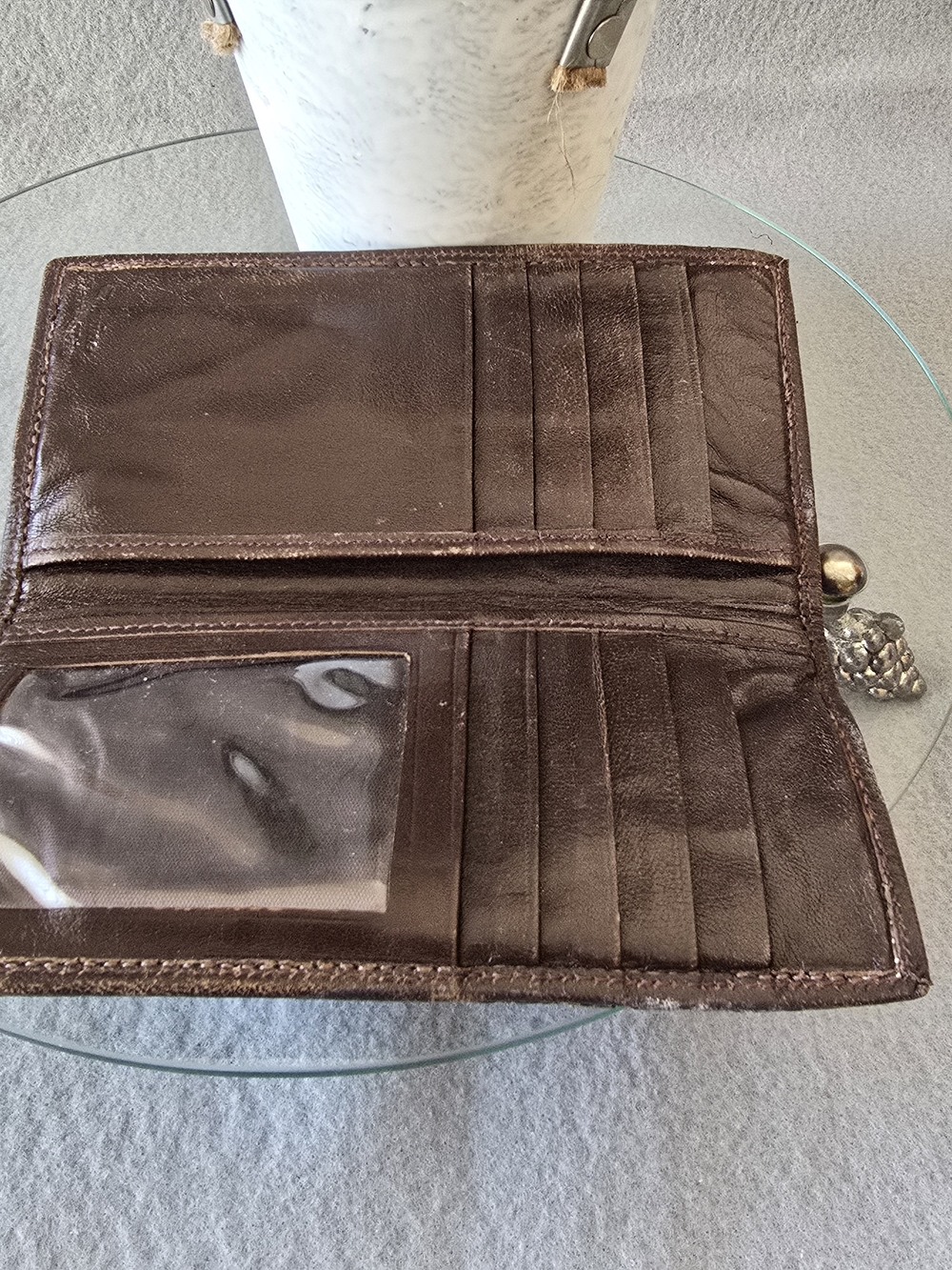 VTG Genuine Snakeskin Bifold Men Wallet Brown  Credit Card ID Window lambskin - Picture 4 of 5